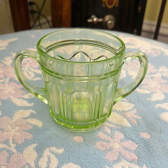 Anchor Hocking Other - Depression Era Anchor Hocking  Green Glass Sugar Bowl 1930’s